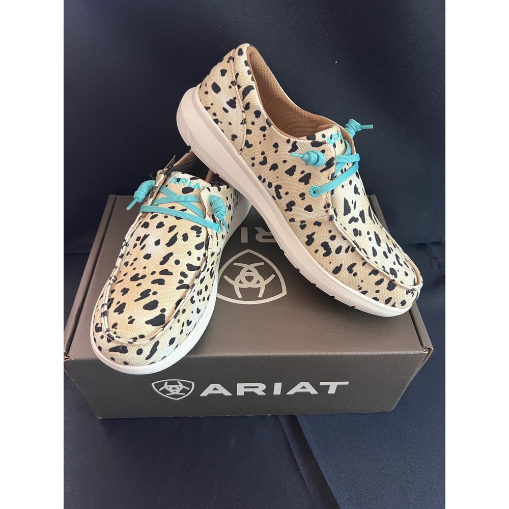 Ariat Hilo Women 10 Washed Animal Print Canvas Slip On Loafers Turquoise - Picture 2 of 8